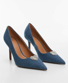 【送料無料】 マンゴ レディース パンプス シューズ Women's Rhinestone Detail Denim Shoes Medium Blue