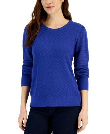 【送料無料】 スタイルアンドコー レディース ニット・セーター アウター Petite Pointelle Pattern Sleeve Sweater Created for Macy's Elegant Sapphire