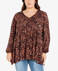 【送料無料】 アベニュー レディース シャツ トップス Plus Size Remi V-neck Tunic Top Espresso