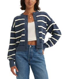 【送料無料】 リーバイス レディース ニット・セーター カーディガン アウター Women's Cat Striped Long-Sleeve Cardigan Pastel Blue