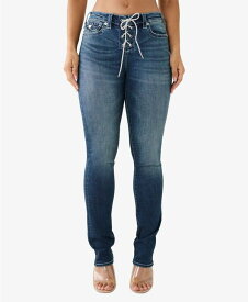 【送料無料】 トゥルーレリジョン レディース デニムパンツ ジーンズ ボトムス Women's Billie Lace Up Crystal Flap Straight Jeans Love In A Mist