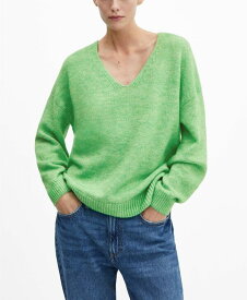 【送料無料】 マンゴ レディース ニット・セーター アウター Women's V-Neck Knit Sweater Pastel Green