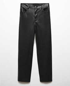 【送料無料】 マンゴ レディース カジュアルパンツ ボトムス Women's Leather-Effect Straight Trousers Black