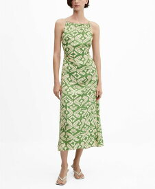 【送料無料】 マンゴ レディース ワンピース トップス Women's Openings Detail Printed Dress Green