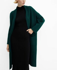 【送料無料】 マンゴ レディース ニット・セーター アウター Women's Pockets Detail Oversized Knitted Coat Green