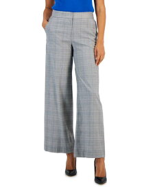 【送料無料】 タハリエーエスエル レディース カジュアルパンツ ボトムス Women's Plaid Mid-Rise Wide-Leg Full-Length Pants Grey/blue