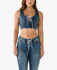 【送料無料】 トゥルーレリジョン レディース シャツ トップス Women's Crystal Lace Up Denim Bra Top Love In A Mist