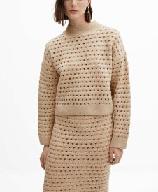 【送料無料】 マンゴ レディース ニット・セーター アウター Women's Openwork Details Knitted Jumper Light, Pastel Gray