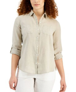 yz `[^[Nu fB[X Vc gbvX Women's 100% Linen Shirt Created for Macy's Flax