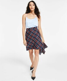 【送料無料】 バースリー レディース スカート ボトムス Women's Multi Plaid Zip-Back A-Line Skirt Created for Macy's Deep Blue Multi