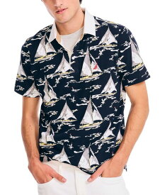 【送料無料】 ナウティカ メンズ シャツ トップス Men's Classic-Fit Sailboat-Print Rugby Polo Shirt Navy Seas