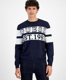 【送料無料】 ゲス メンズ ニット・セーター アウター Men's Logo Stripe Sweater Smart Blue