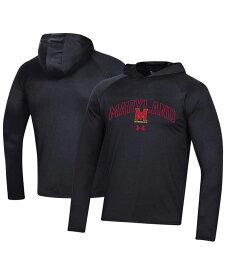【送料無料】 アンダーアーマー メンズ Tシャツ トップス Men's Black Maryland Terrapins 2023 Sideline Tech Hooded Raglan Long Sleeve T-shirt Black