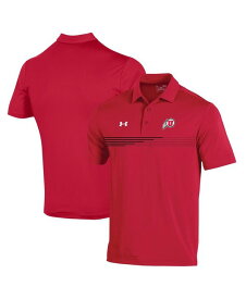 【送料無料】 アンダーアーマー メンズ ポロシャツ トップス Men's Red Utah Utes Tee To Green Stripe Polo Shirt Red
