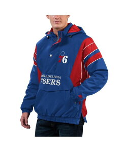 �X�^�[�^�[ �����Y �A�E�^�[ �W���P�b�g�E�u���]�� �p�[�J�[ �W���P�b�g Starter Men's Royal Philadelphia 76ers Home Team Hoodie Half-Zip Jacket Royal