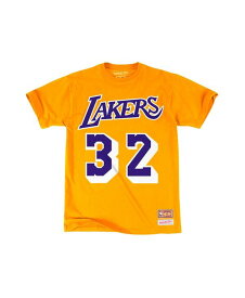 【送料無料】 ミッチェル&ネス メンズ Tシャツ トップス Los Angeles Lakers Men's Magic Johnson Hardwood Print Player T-Shirt Yellow