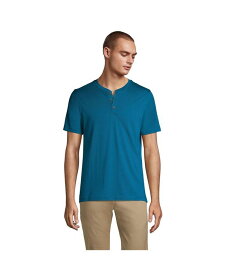 【送料無料】 ランズエンド メンズ Tシャツ トップス Men's Short Sleeve Supima Jersey Henley T-Shirt Baltic teal