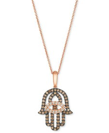 【送料無料】 ル ヴァン レディース ネックレス・チョーカー・ペンダントトップ アクセサリー Chocolate Diamond & Nude Diamond Hamsa Hand Adjustable 20" Pendant Necklace (1/2 ct. t.w.) in 14k Rose Gold 14K Strawberry Gold Pendant