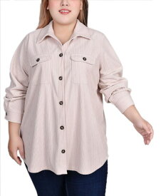 【送料無料】 ニューヨークコレクション レディース ジャケット・ブルゾン アウター Plus Size Long Sleeve Corduroy Shirt Jacket Eggnog