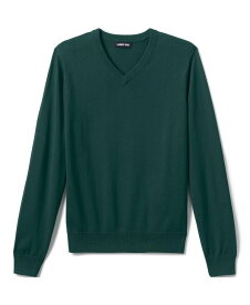 【送料無料】 ランズエンド メンズ ニット・セーター アウター School Uniform Men's Cotton Modal Fine Gauge V-neck Sweater Evergreen