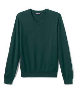YGh Y AE^[ jbgEZ[^[ VlbN Z[^[ Rbg Lands' End Men's School Uniform Cotton Modal Fine Gauge V-neck Sweater Evergreen