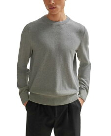 【送料無料】 ヒューゴボス メンズ ニット・セーター アウター Men's Micro-Structured Crew-Neck Sweater Silver