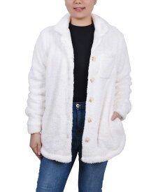 【送料無料】 ニューヨークコレクション レディース ジャケット・ブルゾン アウター Women's Long Sleeve Button Front Sherpa Jacket Ivory