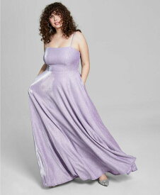 【送料無料】 シティー スタジオ レディース ワンピース トップス Trendy Plus Size A-Line Gown Lavender