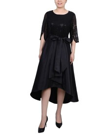 【送料無料】 ニューヨークコレクション レディース ワンピース トップス Petite Sequin and Jacquard Hi-Low Holiday Dress Black