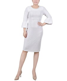 【送料無料】 ニューヨークコレクション レディース ワンピース トップス Petite 3/4 Length Imitation Pearl Detail Dress White