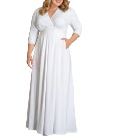 【送料無料】 キヨナ レディース ワンピース トップス Women's Plus Size Starlight Sequined Wedding Gown White