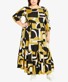 【送料無料】 アベニュー レディース ワンピース トップス Plus Size Gia Print Maxi Dress Mustard Print