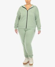 【送料無料】 ホワイトマーク レディース ナイトウェア アンダーウェア Plus Size Fleece Lined 2 Pc Tracksuit Set Sage