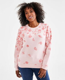 【送料無料】 スタイルアンドコー レディース パーカー・スウェット アウター Women's Printed Crewneck Sweatshirt Pink Floral