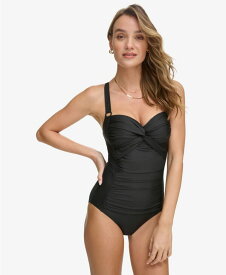 【送料無料】 ダナ キャラン ニューヨーク レディース 上下セット 水着 Women's Twist-Front One-Piece Swimsuit Black