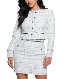 【送料無料】 ゲス レディース ジャケット・ブルゾン アウター Women's Sofia Tweed Jacket Check Tweed White Combo