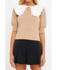 【送料無料】 イングリッシュファクトリー レディース ニット・セーター アウター Women's Collared Knit Sweater Camel