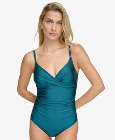 【送料無料】 カルバンクライン レディース 上下セット 水着 Twist-Front Tummy-Control One-Piece Swimsuit Cypress Shimmer