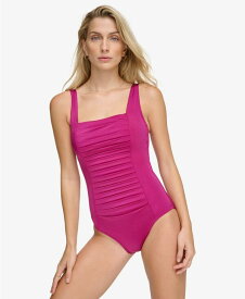 【送料無料】 カルバンクライン レディース 上下セット 水着 Pleated One-Piece Swimsuit Boysenberry Shimmer