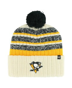 47 �u�����h �����Y �A�N�Z�T���[ �X�q �j�b�g '47 Brand Men's Cream Pittsburgh Penguins Tavern Cuffed Knit Hat with Pom Cream �N���[��