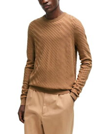 【送料無料】 ヒューゴボス メンズ ニット・セーター アウター Men's Graphic-Jacquard Sweater Medium Beige
