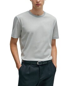 【送料無料】 ヒューゴボス メンズ Tシャツ トップス Men's Structured- T-shirt Silver