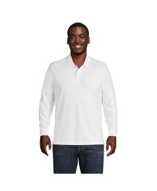 【送料無料】 ランズエンド メンズ ポロシャツ トップス Big & Tall Comfort First Long Sleeve Mesh Polo Shirt White