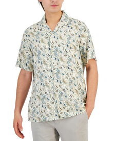 【送料無料】 クラブルーム メンズ シャツ トップス Men's Tonno Short-Sleeve Paisley Button-Front Camp Shirt Bright White