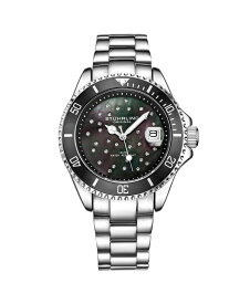 【送料無料】 ストゥーリング レディース 腕時計 アクセサリー Ladies Diver Quartz Crystal Studded Case MOP Dial Stainless Steel Bracelet Watch Black