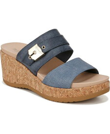 【送料無料】 ドクター・ショール レディース サンダル シューズ Women's Cali Vibe Slide Wedge Sandals Summer Blue Faux Leather