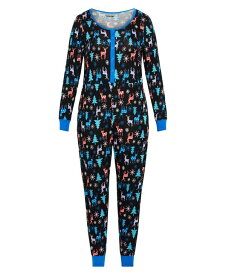 【送料無料】 アベニュー レディース ナイトウェア アンダーウェア Festive Print Onesie Festive