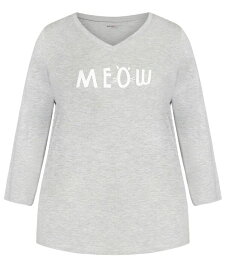 【送料無料】 アベニュー レディース ナイトウェア アンダーウェア Women's Plus size Meow Sleep Top - gray Meow prt