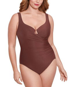 yz ~NX[c fB[X ㉺Zbg  Plus Size Escape Underwire Allover-Slimming Wrap One-Piece Swimsuit Tamarind