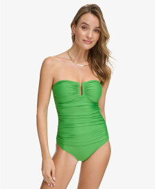 【送料無料】 ダナ キャラン ニューヨーク レディース 上下セット 水着 Women's Shirred One-Piece Swimsuit Grass Green